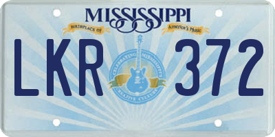 MS license plate LKR372