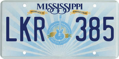MS license plate LKR385