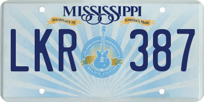 MS license plate LKR387