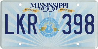 MS license plate LKR398
