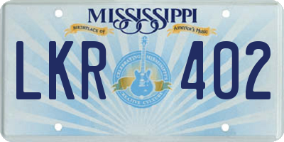 MS license plate LKR402