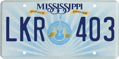 MS license plate LKR403