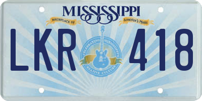 MS license plate LKR418