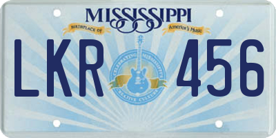 MS license plate LKR456