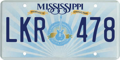 MS license plate LKR478