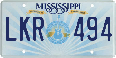MS license plate LKR494
