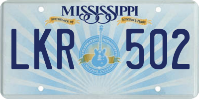 MS license plate LKR502