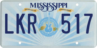 MS license plate LKR517