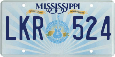 MS license plate LKR524