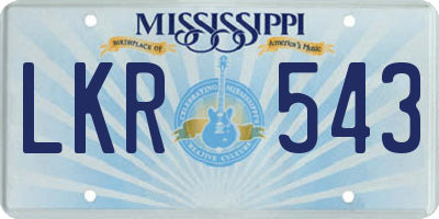 MS license plate LKR543