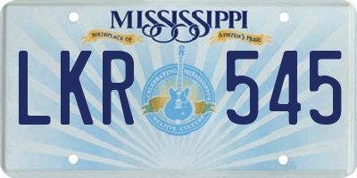 MS license plate LKR545
