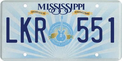 MS license plate LKR551