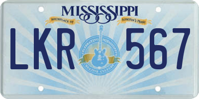 MS license plate LKR567