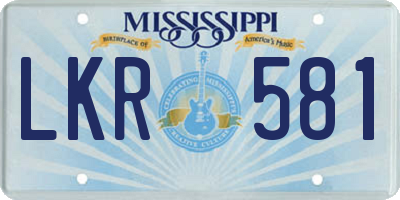 MS license plate LKR581