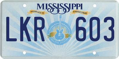 MS license plate LKR603