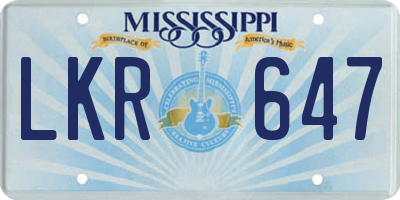 MS license plate LKR647