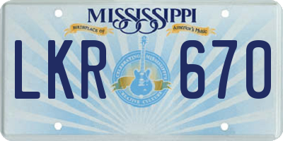MS license plate LKR670