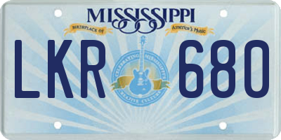 MS license plate LKR680
