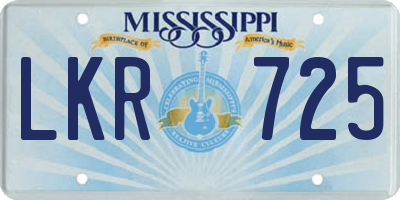 MS license plate LKR725