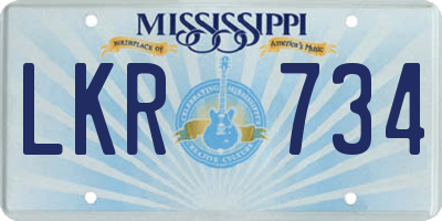 MS license plate LKR734