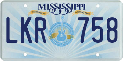 MS license plate LKR758