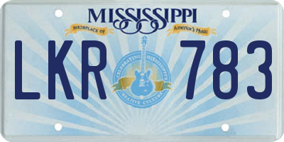 MS license plate LKR783