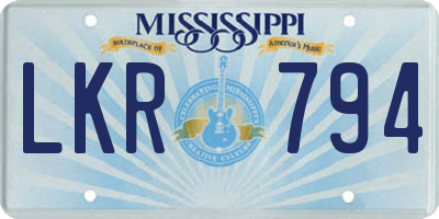 MS license plate LKR794