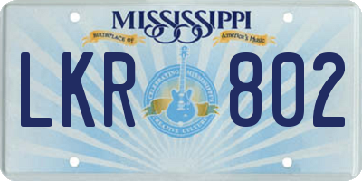 MS license plate LKR802
