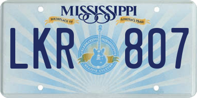 MS license plate LKR807