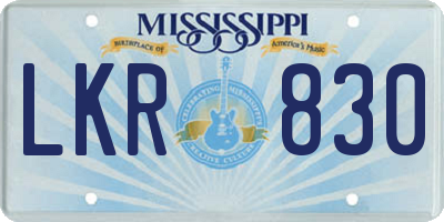 MS license plate LKR830