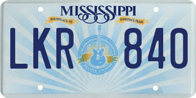 MS license plate LKR840