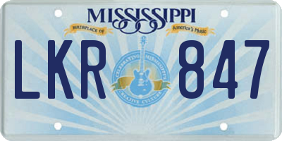 MS license plate LKR847