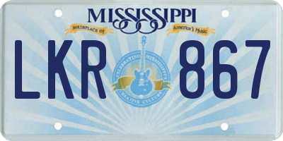 MS license plate LKR867