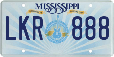 MS license plate LKR888