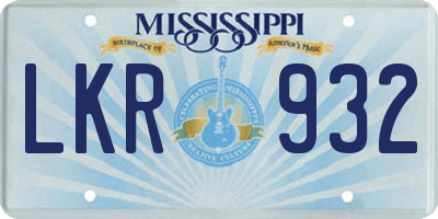 MS license plate LKR932