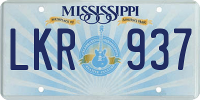MS license plate LKR937