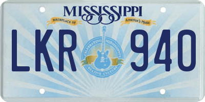 MS license plate LKR940
