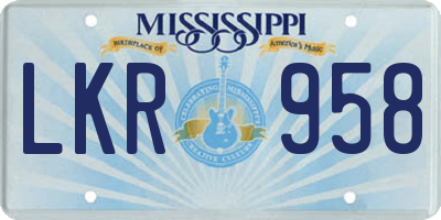 MS license plate LKR958