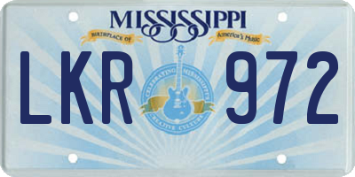 MS license plate LKR972