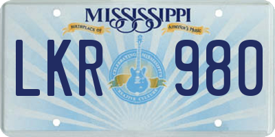MS license plate LKR980