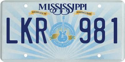 MS license plate LKR981