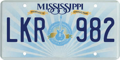MS license plate LKR982