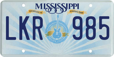 MS license plate LKR985