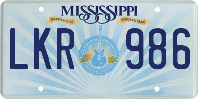 MS license plate LKR986
