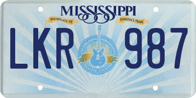 MS license plate LKR987