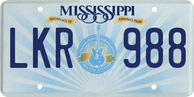 MS license plate LKR988