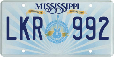 MS license plate LKR992