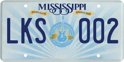 MS license plate LKS002