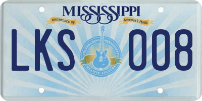 MS license plate LKS008