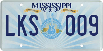 MS license plate LKS009